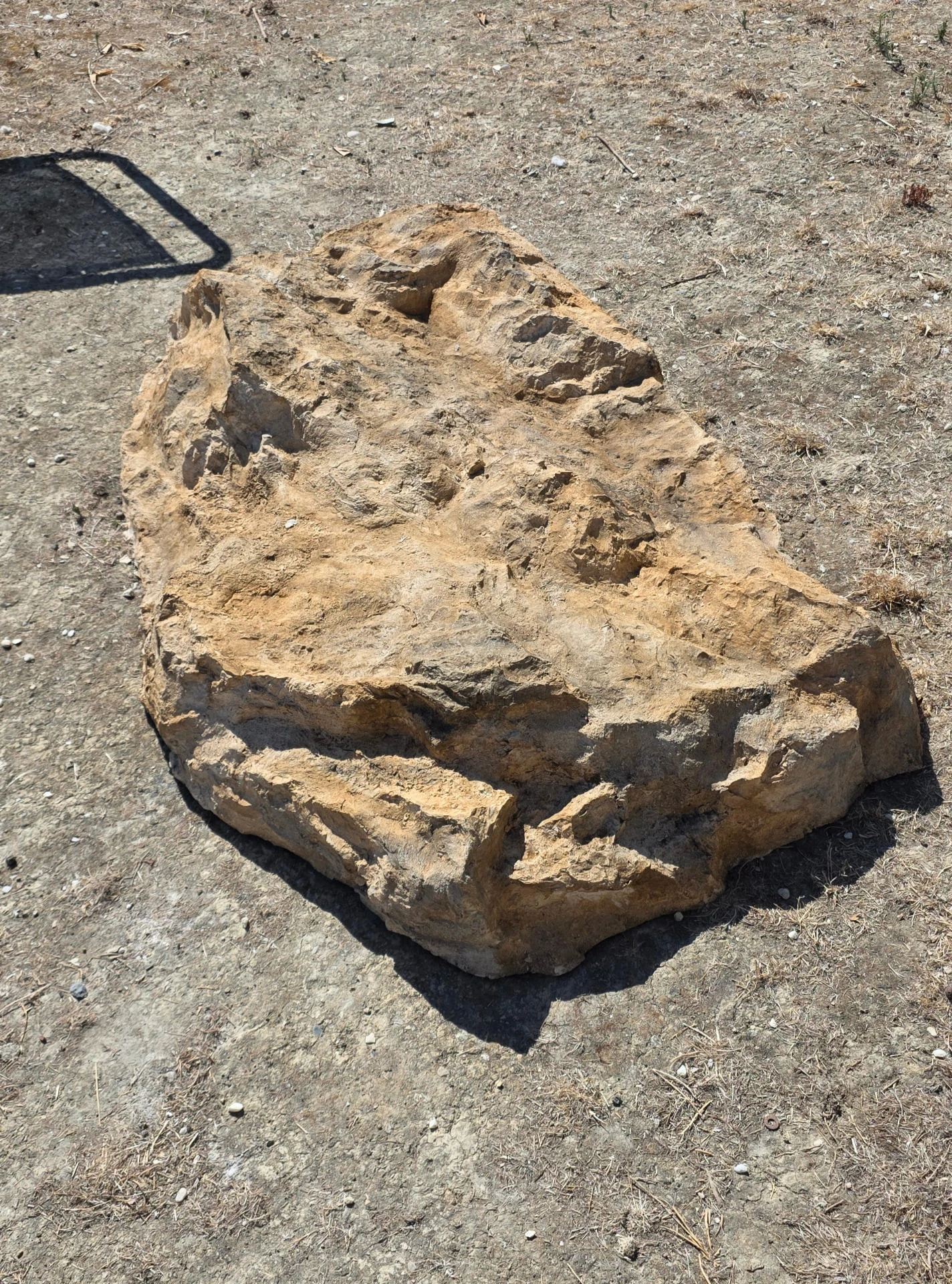 Bloc rocheux polyester réf. 2502 vu en plongée, creux et reliefs de la surface rocheuse